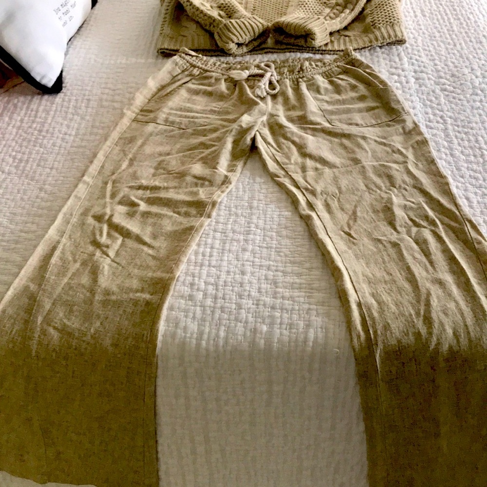 Roxy linen beach cruiser pants with draw string